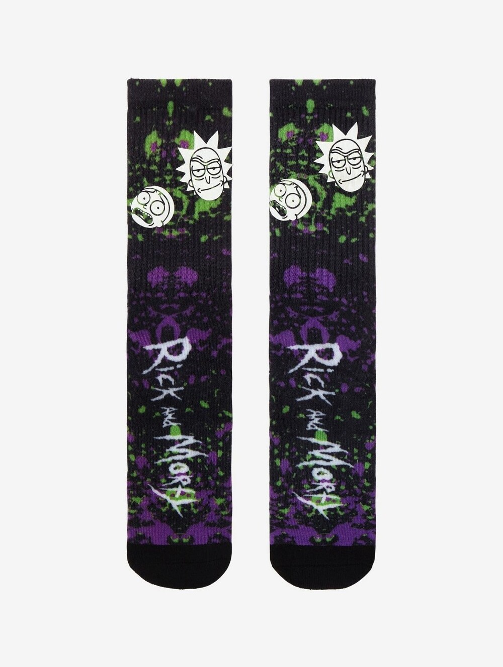 Rick And Morty Heads Paint Splatter Crew Socks